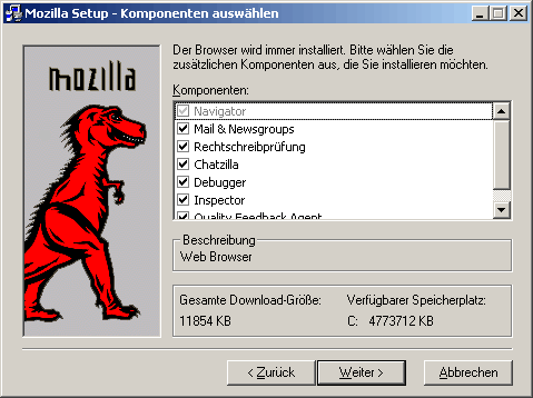 Mozilla-Installation: Schritt 5