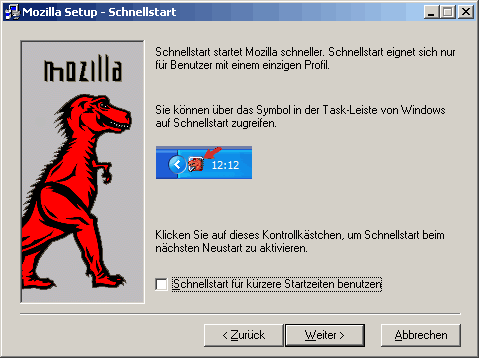 Mozilla-Installation: Schritt 7