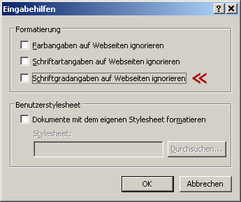 Eingabehilfen im Internet Explorer 6