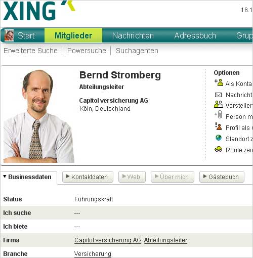 Bernd Stromberg auf Xing