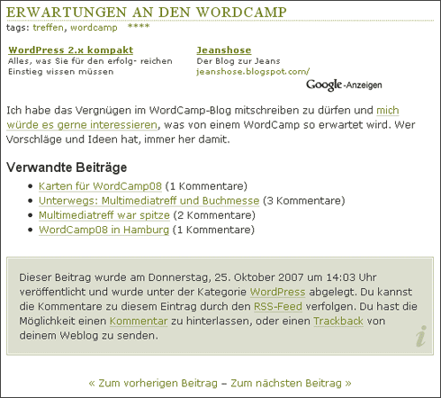 Ein einzelner Beitrag aus meinem Weblog