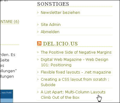Neuer Inhalt dank Widgets