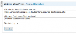 Feeds auf dem Dashboard