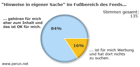 Hinweise in eigener Sache im Fußbereich des Feeds