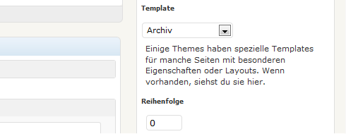 WordPress: Seiten-Template