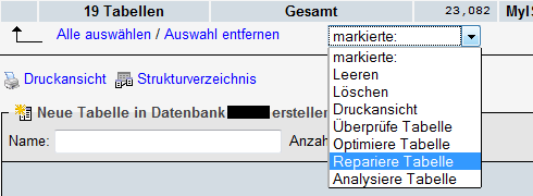Datenbank reparieren Datenbank reparieren
