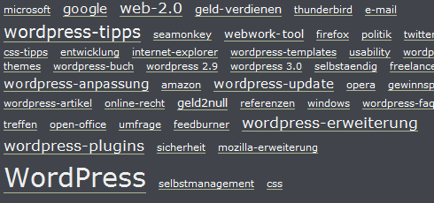 Tag-Wolke auf perun.net