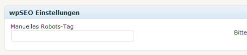 wpSEO: manuelle Robots-Einstellung