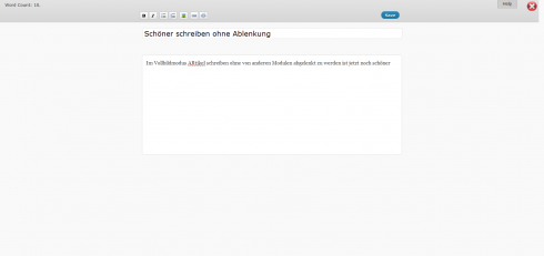 Neuer Editor im Vollbildmodus