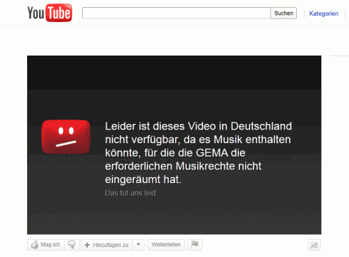 Gesperrtes Video auf YouTube