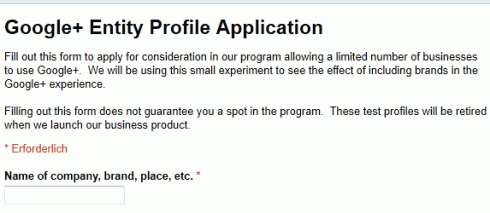 Google+: Bewerbung für eine Firmen-Seite
