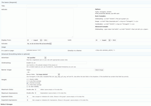 WordPress: eine neue Anzeige in AdRotate erstellen