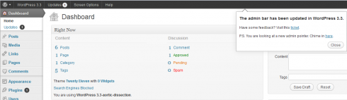 WordPress: admin pointer WordPress: admin pointer