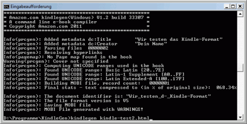 KindleGen im Einsatz