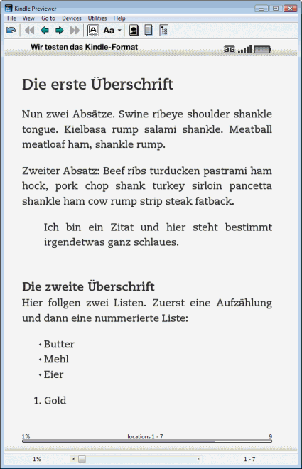 Kindle-Test-Datei mit indviduellen CSS-Regeln