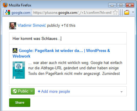 Google+ Bookmarklet