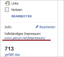 Impressum-Link auf Facebook-Seite