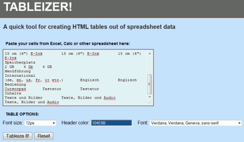 Tabelle in HTML umwandeln (1)