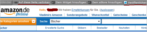 Die Partnernet-Leiste von Amazon