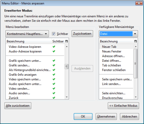 Kontextmenü in Mozilla Firefox anpassen