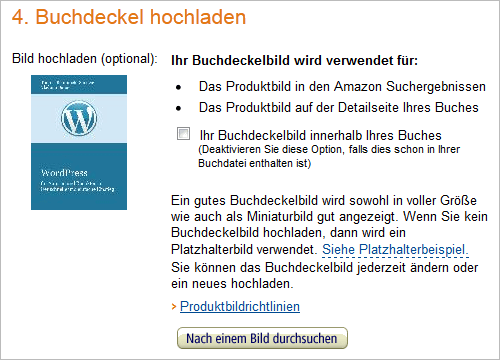 KDP: Buchcover einbinden