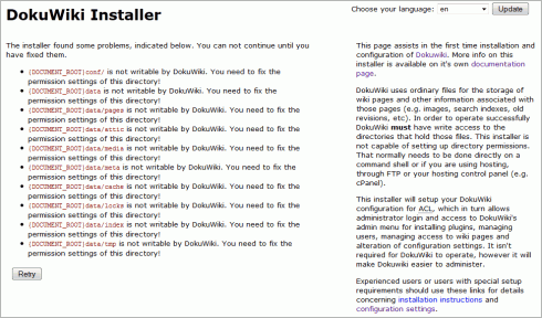DokuWiki: Installationsschritt 2