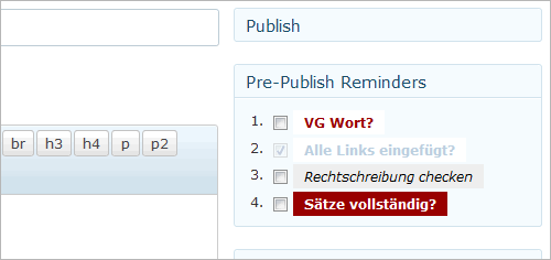 WordPress: Erinnerungspunkte abarbeiten