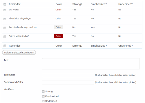 WordPress: erinnerungspunkte einrichten