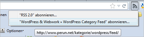 WordPress: Kategorien-Feed in Firefox abonnieren