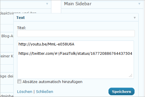 WordPress: oEmbed in der Sidebar