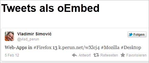 WordPress 3.4: Tweet als oEmbed