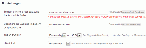 Einstellungen um WordPress-Backups automatisiert erstellen zu lassen http://wordpress.org/extend/plugins/wordpress-backup-to-dropbox/