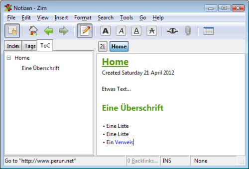 Zim: ein Desktop-Wiki