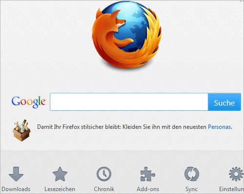Mozilla Firefox 13: die neue Startseite