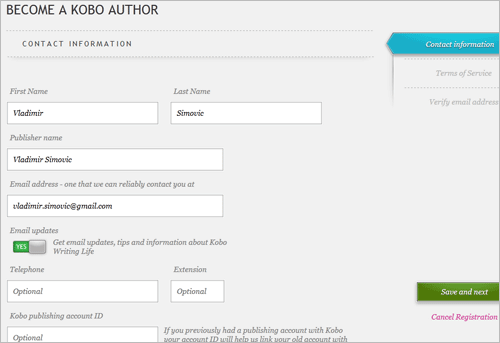 Sich als Autor bei Kobo anmelden