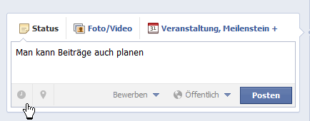 Das Uhr-Symbol bei einem Facebook-Beitrag