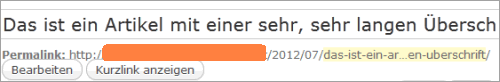 Verkürzter Permalink im WordPress-Editor