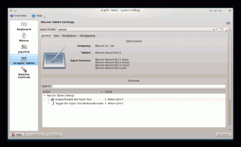 Wacom-Tablet-Einstellungen unter KDE