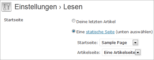 Die Lese-Einstellungen von WordPress