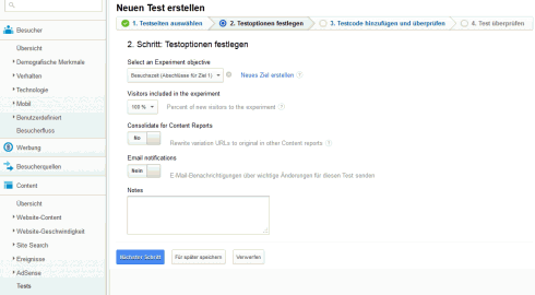A/B-Test in Google Analytics: Schritt 2