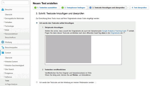 A/B-Test in Google Analytics: Schritt 3