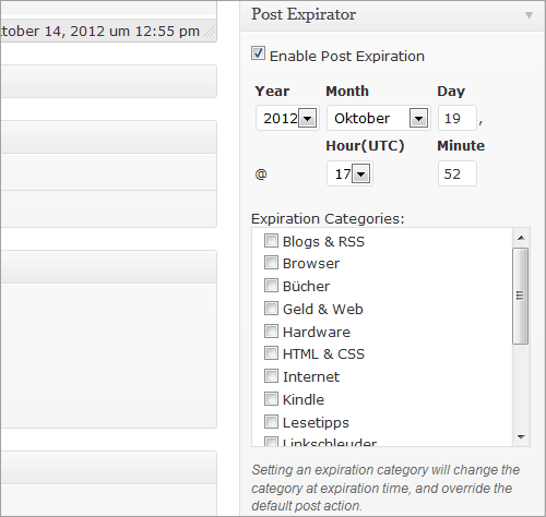 WordPress: Artikel mit Verfallsdatum