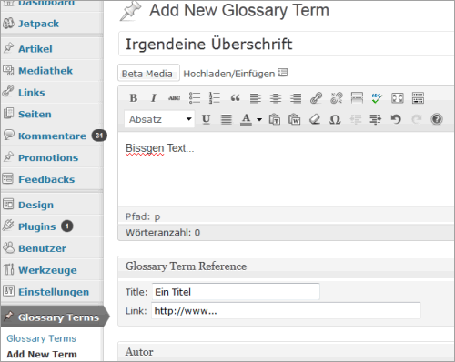 WordPress: Glossar-Einträge erstellen