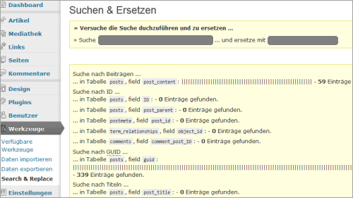 WordPress: Search and Replace im Einsatz