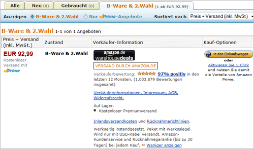 Amazon.de: Kindle Touch B-Ware