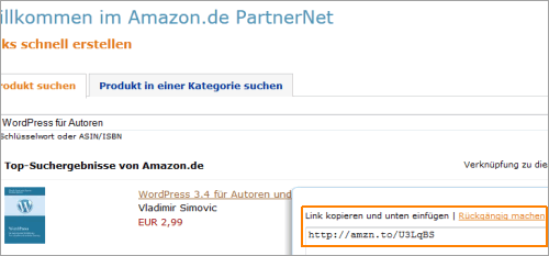 Amazon Partnerlinks mit offiziellen Tools kürzen