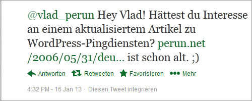 Frage via Twitter zu den Pingdiensten