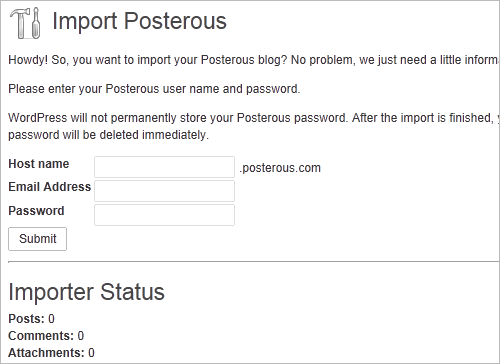 Posterous-Importer für WordPress