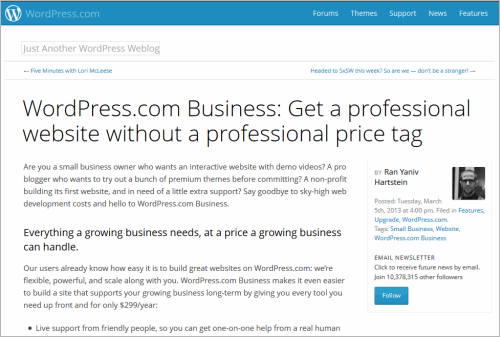 WordPress.com mit einem Business-Tarif