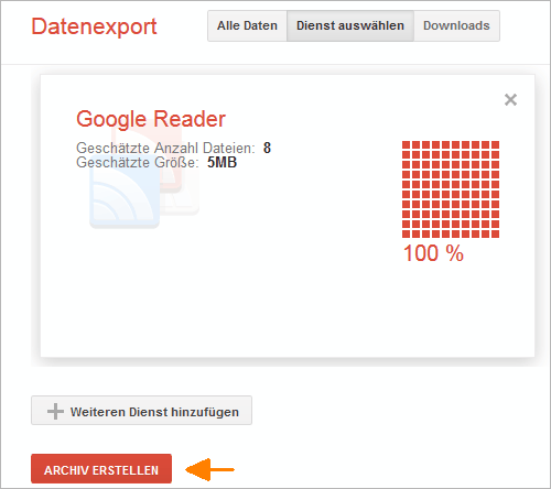 Google Reader: Archiv erstellen